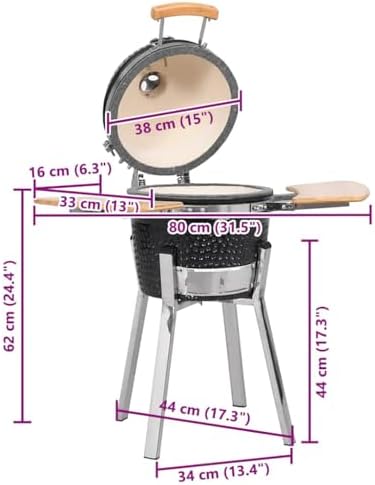 Duży czarny grill ceramiczny Kamado 81 cm