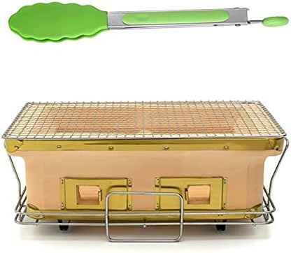 Żółty prostokątny grill ceramiczny z gliny na węgiel