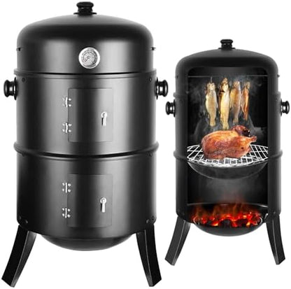 Wędzarnia 3w1 z pokrywą i termometrem 44,5 cm